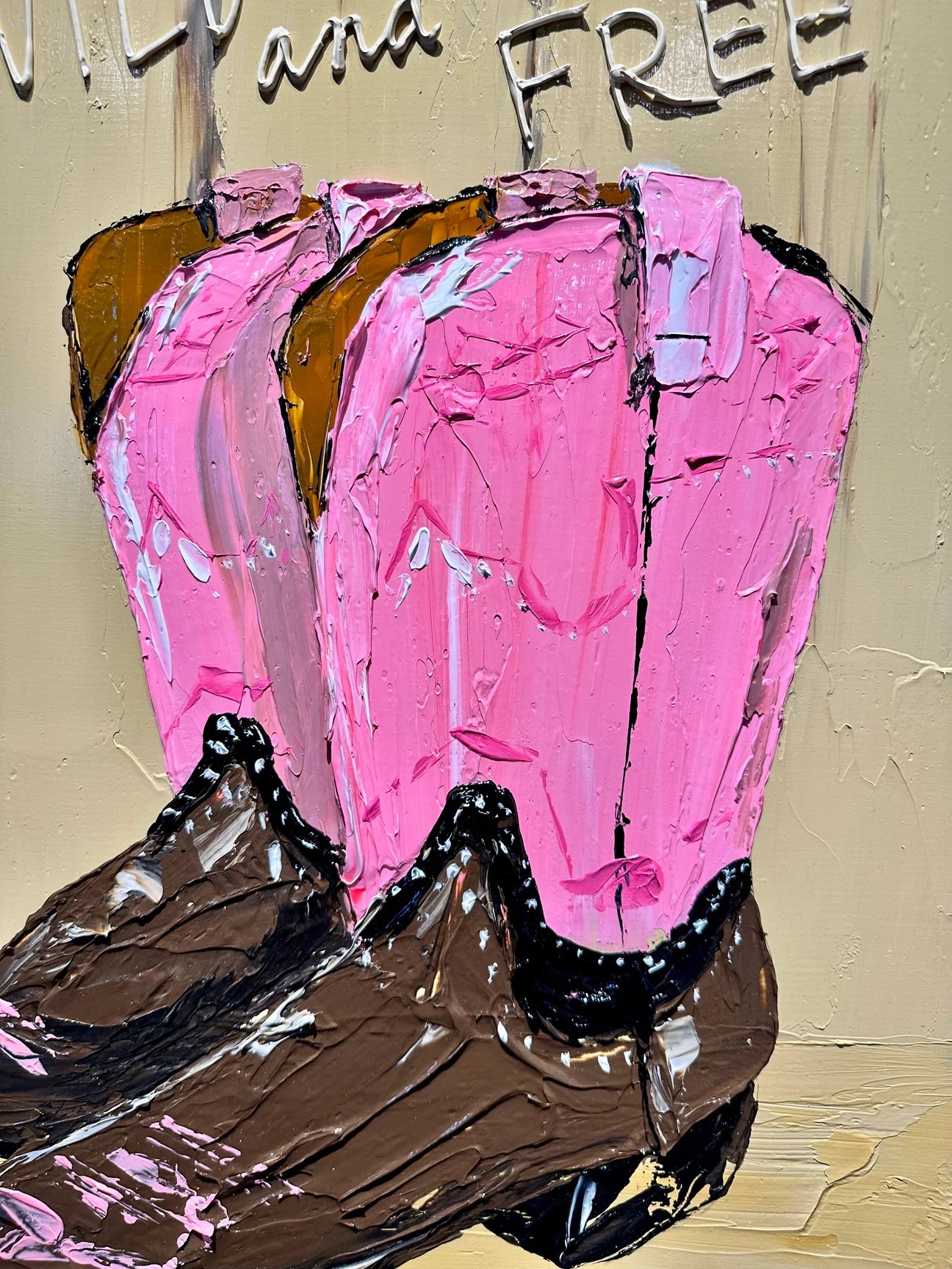 "COWGIRL BOOTS: WILD AND FREE" - 20" x 16"